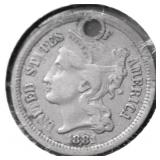1881 3 CENT PIECE HOLE