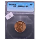 1956 D ICG MS66 + RED LINCOLN CENT
