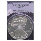 2001W PCGS PF70DC SILVER EAGLE