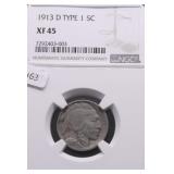 1913 D NGC XF 45 BUFFALO NICKEL