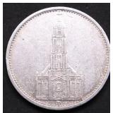 1934 NAZI GERMANY SILVER 5 MARKS POSTDAM CHURCH