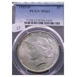 1922 D PCGS MS63 PEACE DOLLAR