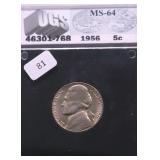 1956 GEM BU JEFEFRSON NICKEL