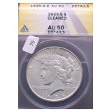 1935 S ANACS AU50 DETAILS PEACE DOLLAR