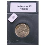 1938 D GEM HU JEFFERSON NICKEL