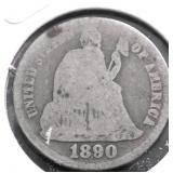 1890 S SEATED DIME G