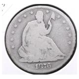 1876 S SEATED HALF DOLLAR VG