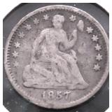 1857 HALF DIME F