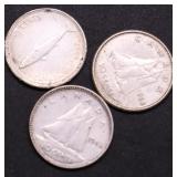 3 SILVER CANADA DIMES