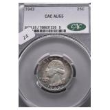 1943 CAC AU 55 WASHINGTON QUARTER