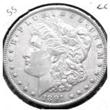 1891 CC MORGAN DOLLAR AU