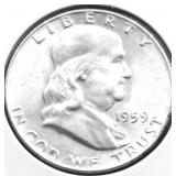 1959 GEM FBL FRANKLIN HALF DOLLAR