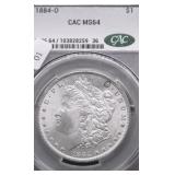 1884 O CAC MS64 MORGAN DOLLAR