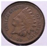 1908 INDIAN HEAD CENT AU