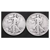 TWO WALKING HALF DOLLARS