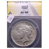 1921 ANACS AU58 PEACE DOLLAR