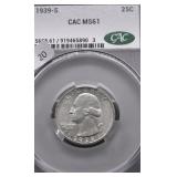 1939 S CAC MS61 WASHINGTON QUARTER