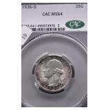 1936 S CAC MS64 WASHINGTON QUARTER