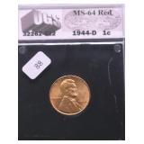 1944 D GEM RED LINCOLN CENT