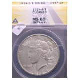1924 S ANACS MS60 DETAILS PEACE DOLLAR