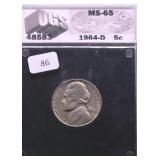 1964 D GEM BU JEFFERSON NICKEL