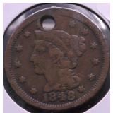 1848 LARGE CENT HOLE