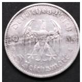 1935 NAZI GERMANY SILVER 5 MARKS AU POSTDAM CHURCH