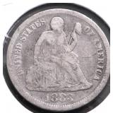 1883 SEATED DIME VG