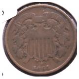 1864 TWO CENT PIECE VF