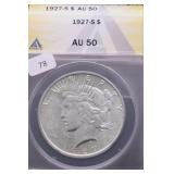 1927 S ANACS AU50 PEACE DOLLAR