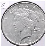 1922 PEACE DOLLAR VF