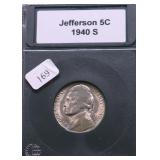 1940 S SUPURB GEM 5 STEPS JEFEFRSON NICKEL