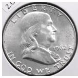 1962 D CHOICE BU FRANKLIN HALF DOLLAR