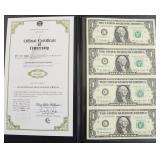 UNCUT SHEET OF 1 $ FEDERAL RESERVE NOTES