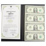 UNCUT SHEET OF 1 $ FEDERAL RESERVE NOTES