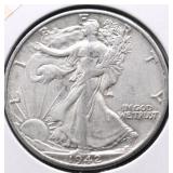 1942 D WALKING HALF DOLLAR AU