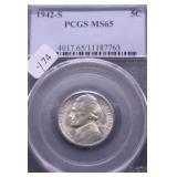 1942 S PCGS MS65 JEFFEFRSON NICKEL