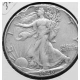 1946 D WALKING HALF DOLLAR XF