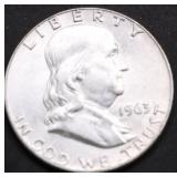 1963 D CHOICE BU FRANKLIN HALF DOLLAR