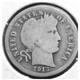 1913 BARBER DIME G