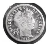 1913 BARBER DIME G