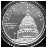 PROOF US CAPITOL SILVER DOLLAR