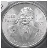 1979 MEXICO SILVER 10 PESOS CHOICE BU