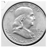 1957 D CHOICE BU FBL FRANKLIN HALF DOLLAR