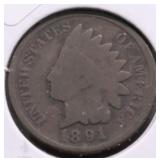 1891 INDIAN HEAD CENT VG