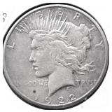 1922 S PEACE DOLLAR VF