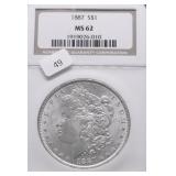 1887 NGC MS62 MORGAN DOLLAR
