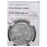 2001 NGC PF60UC BUFFALO SILVER DOLLAR