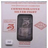 VINTAGE COKE 1 OZ .999 SILVER ADVERTISING BAR