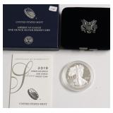 2019 PROOF SILVER EAGLE W BOX PAPERS